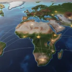 Map showing African commodity supply chains connecting mining and agricultural regions to global markets