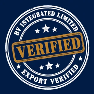 BV Integrated export verification stamp — certified sourcing seal (dark background version)