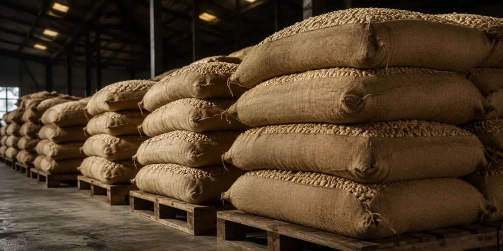Bagged raw cashew nuts ready for export shipment by BV Integrated Ltd