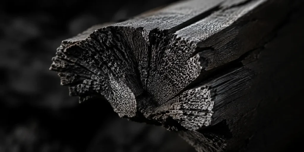 Close-up texture of premium export-grade African hardwood charcoal by BV Integrated Ltd