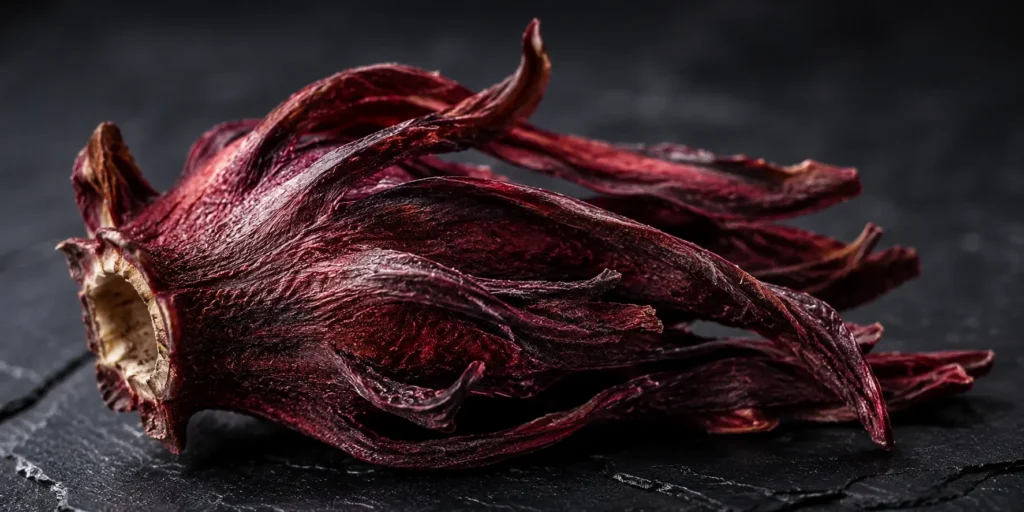 Close-up of a single dried hibiscus flower calyx exported by BV Integrated Ltd