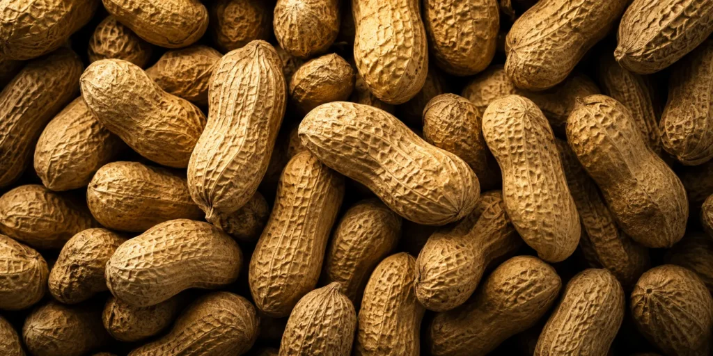 Close-up of premium in-shell groundnuts showing grading uniformity, supplied by BV Integrated Ltd