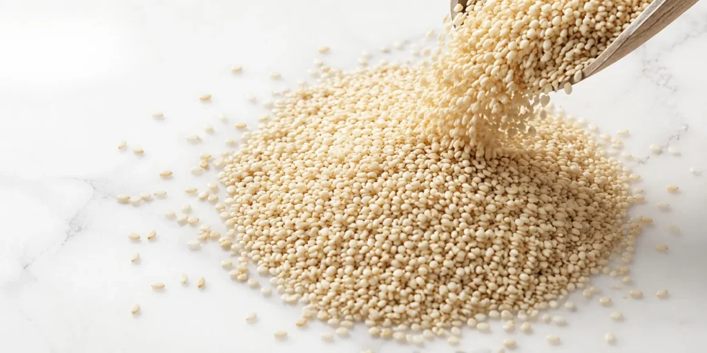 Premium white sesame seeds for international export by BV Integrated Ltd